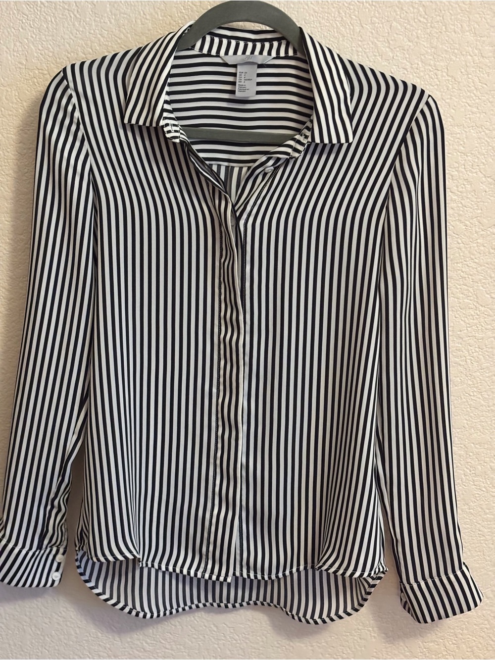 H&M Black and White Vertical Stripe Button-Down Shirt